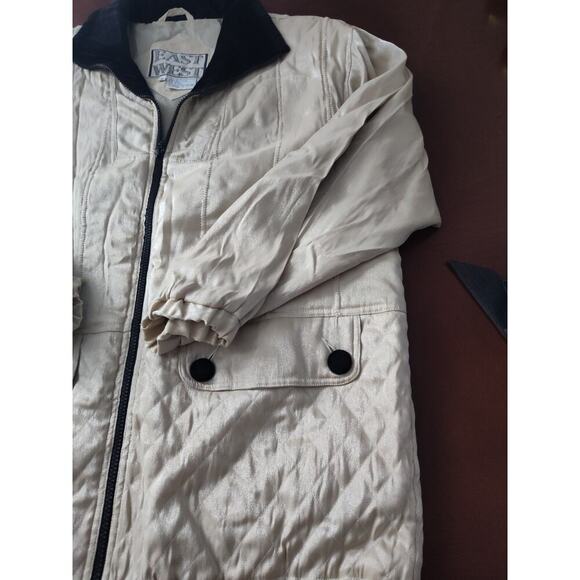 Vintage Retro East West Silks Small Front Zip Quilted Jacket Ivory - Picture 4 of 6
